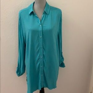 Chico’s Chicos blue blouse top shirt 3 XL 3/4 sleeves New NWT Beautiful